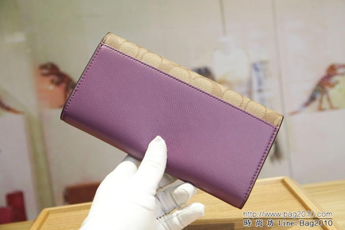 COACH蔻馳 原單 Coach53763 女士三折大手包 專櫃用料PVC拼頭層牛皮 專櫃爆款  Chz1195